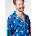 Blue Cats & Dogs Men's Stretch Long Sleeve Classic Pajamas